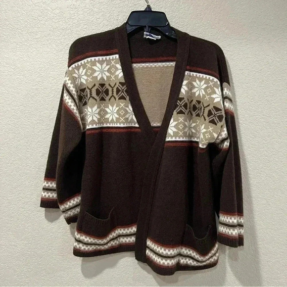 Vintage Sears Vintage Sweater Cardigan Brown Pockets Women’s Size Medium - Picture 1 of 16